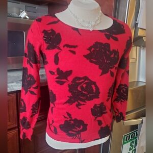 George Red and Black Floral Sweater